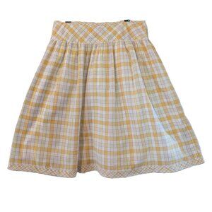 Banana Republic Women's Lightweight Yellow Plaid Cotton Skirt Sz 2